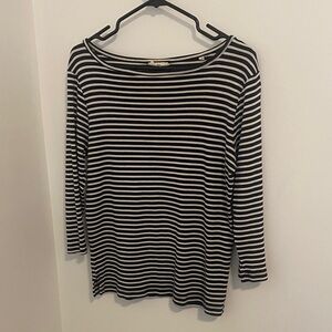 KOTN Black and White Striped Long Sleeve Top